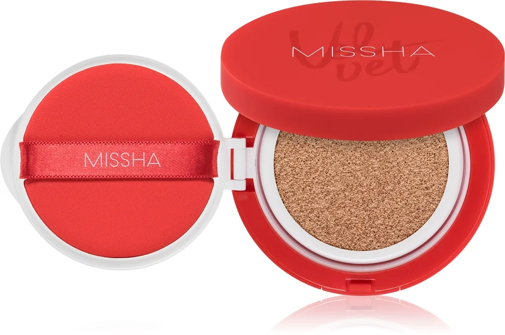 Missha Velvet Finish Cushion langanhaltendes Make up im Schwämmchen SPF 50+ Farbton #23 Neutral Medium Beige 15 g