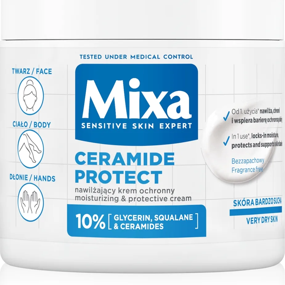 Mixa Ceramide Protect Regenererande kroppskräm för känslig hud 400 ml