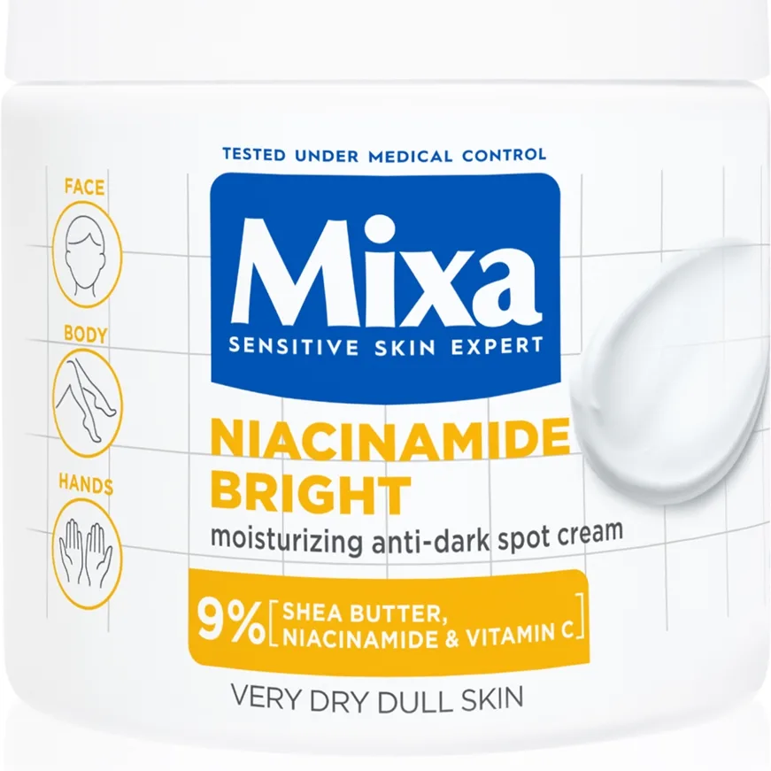 Mixa Niacinamide Bright Kroppskräm för lyster och återfuktning 400 ml
