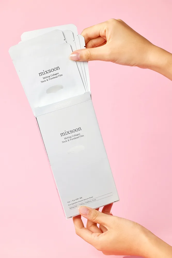 mixsoon Melting Collagen Neck & Forehead Film Fugtgivende ansigts sheetmaske til ansigt og hals 5 stk.