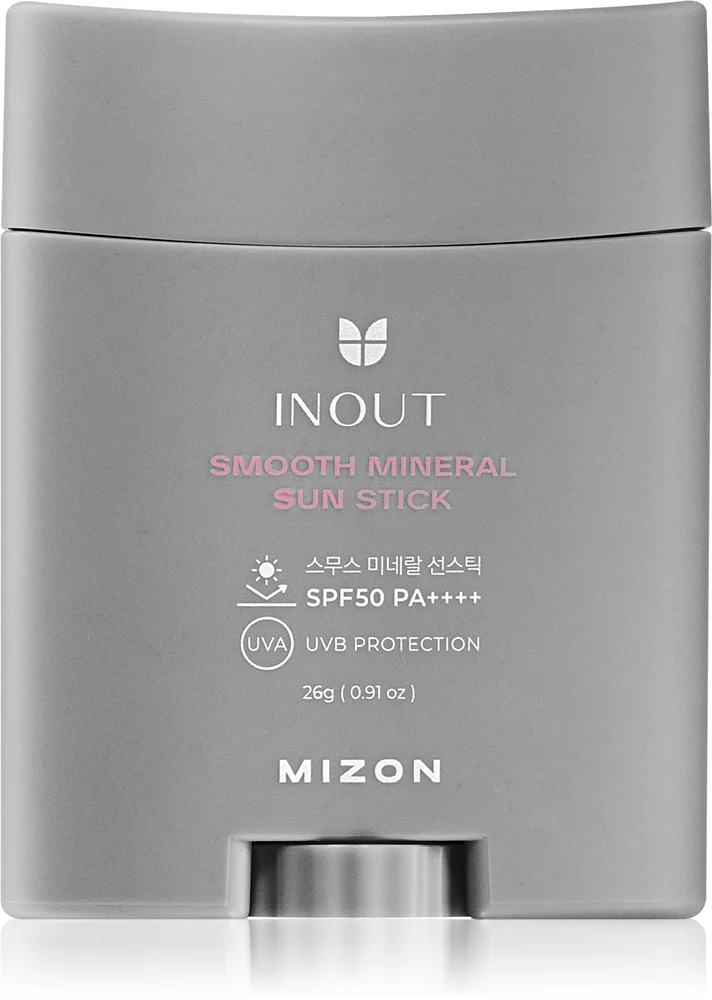 Mizon Inout Smooth Mineral Sun Stick Mineral beskyttelsescreme til ansigt og sensitive områder Stift SPF 50+ 26 g