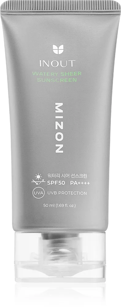 Mizon Inout Watery Sheer Sunscreen Beskyttende let fugtighedscreme med fugtgivende virkning SPF 50+ 50 ml