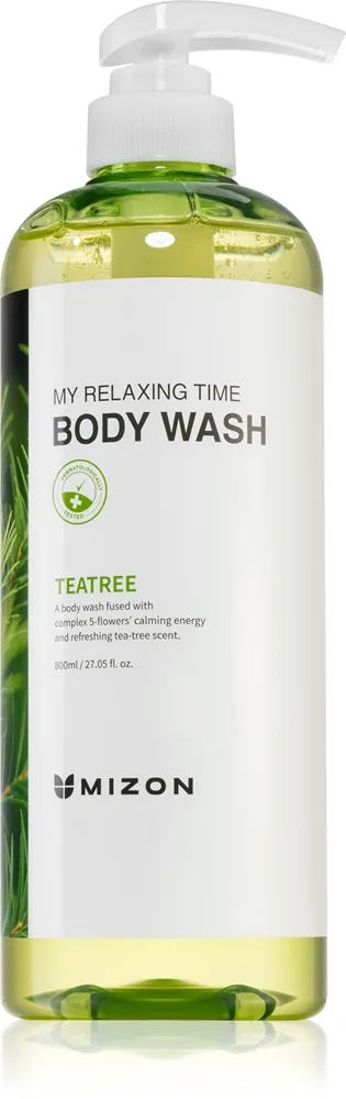 Mizon My Relaxing Time Tea Tree virkistävä suihkugeeli rasvoittuvalle ja ongelmaiholle 800 ml