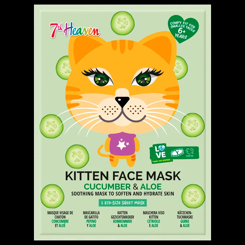 7th Heaven Kitten Face Sheet Mask For Kids (1 stk)