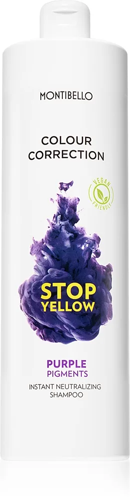 Montibello Colour Correction Stop Yellow Shampoo til bleget og blond hår til at neutralisere gule toner 1000 ml