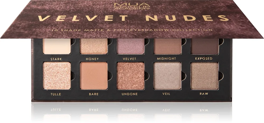 MUA Makeup Academy Eyeshadow Collection 10 Shade Palette luomiväripaletti sävy Velvet Nudes 11 g