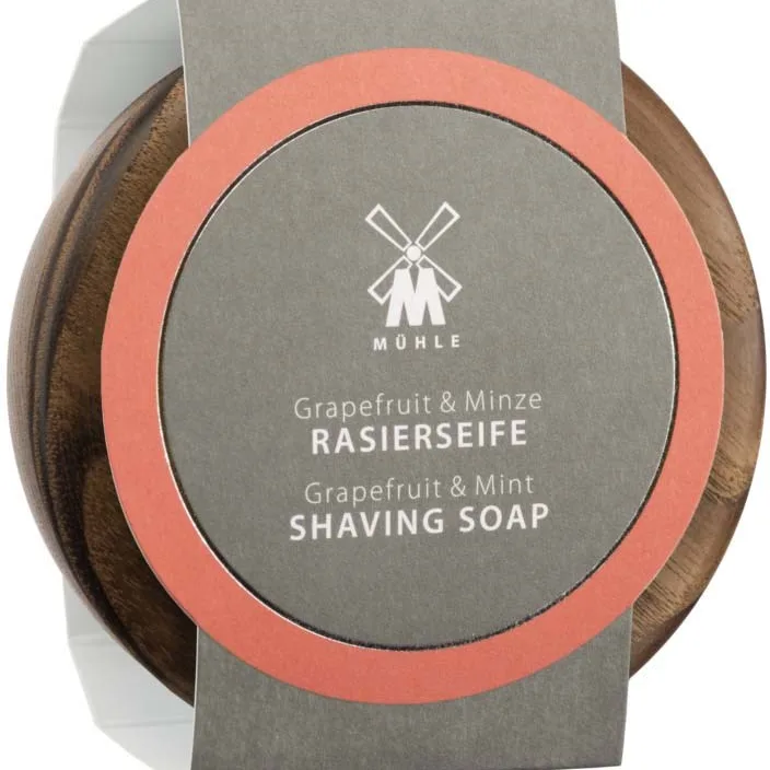 Mühle Grapefruit and Mint Wooden Bowl with Shaving Soap 65 g