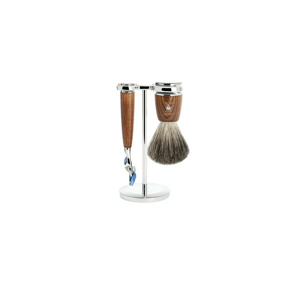 Mühle Rytmo Barbersæt: Fusion Skaber, Pure Badger Barberkost og Holder, Ask