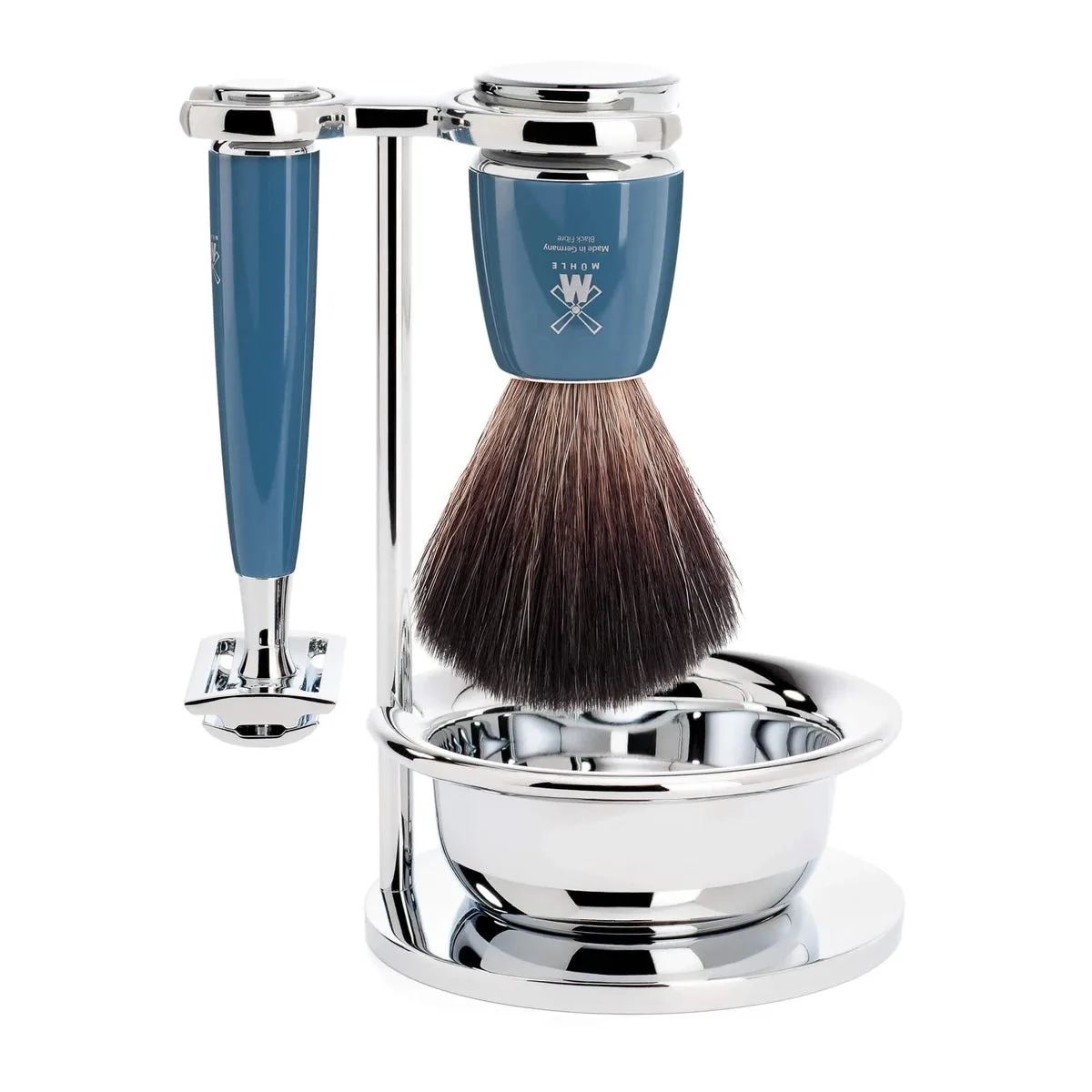 Mühle Rytmo Safety Razor Shaving Set Black Fiber Resin Petro Blue