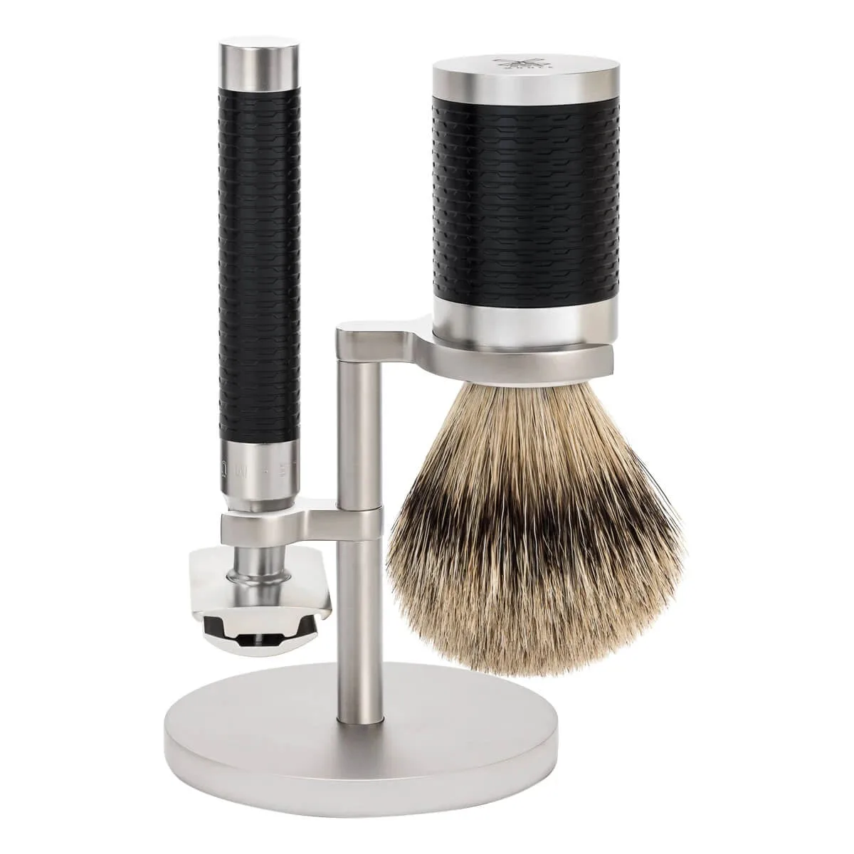 Mühle Shaving Barbersæt med DE-skraber, Barberkost og Holder, Rocca, Rustfrit stål