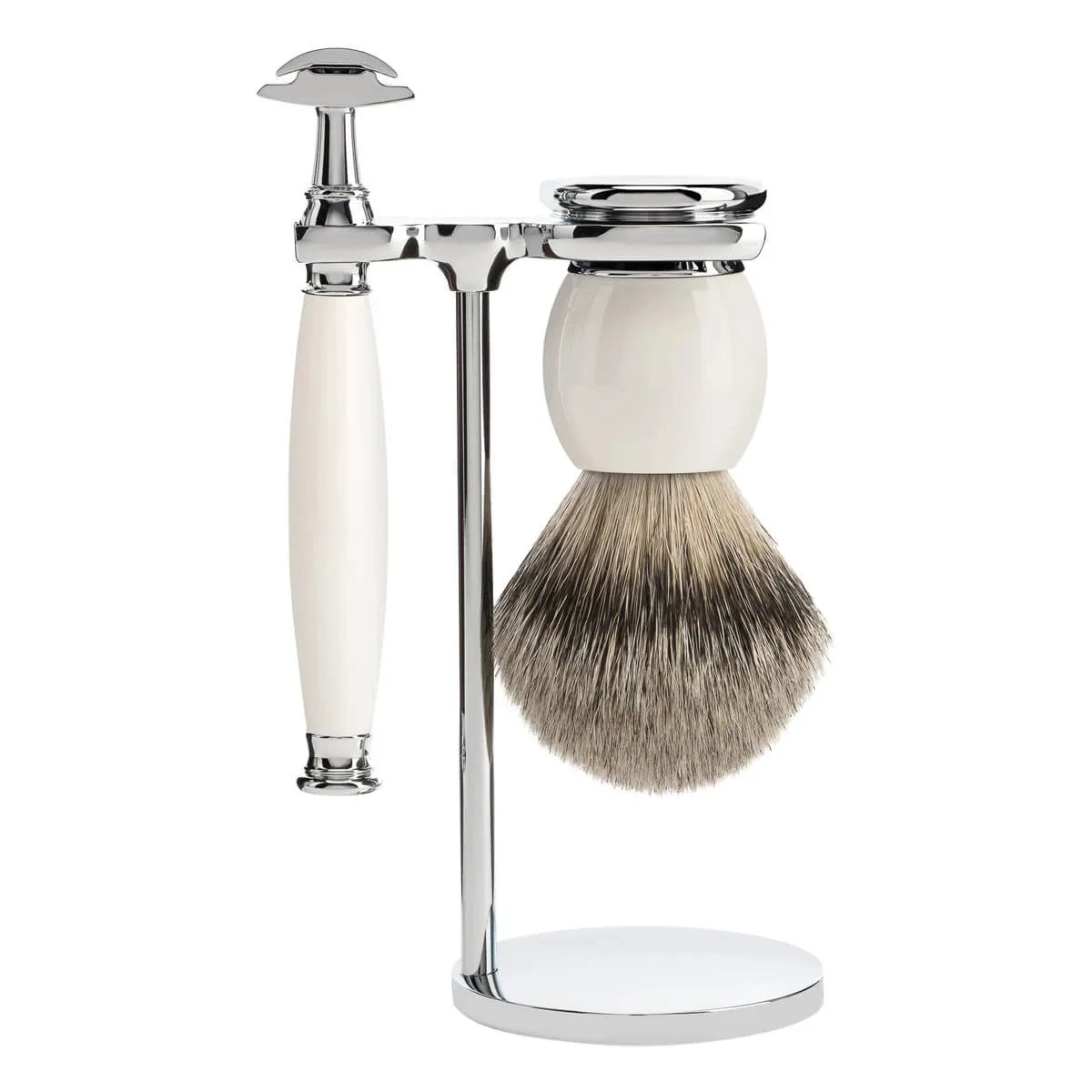 Mühle Shaving Barbersæt med DE-skraber, Barberkost og Holder, Sophist, Porcelæn