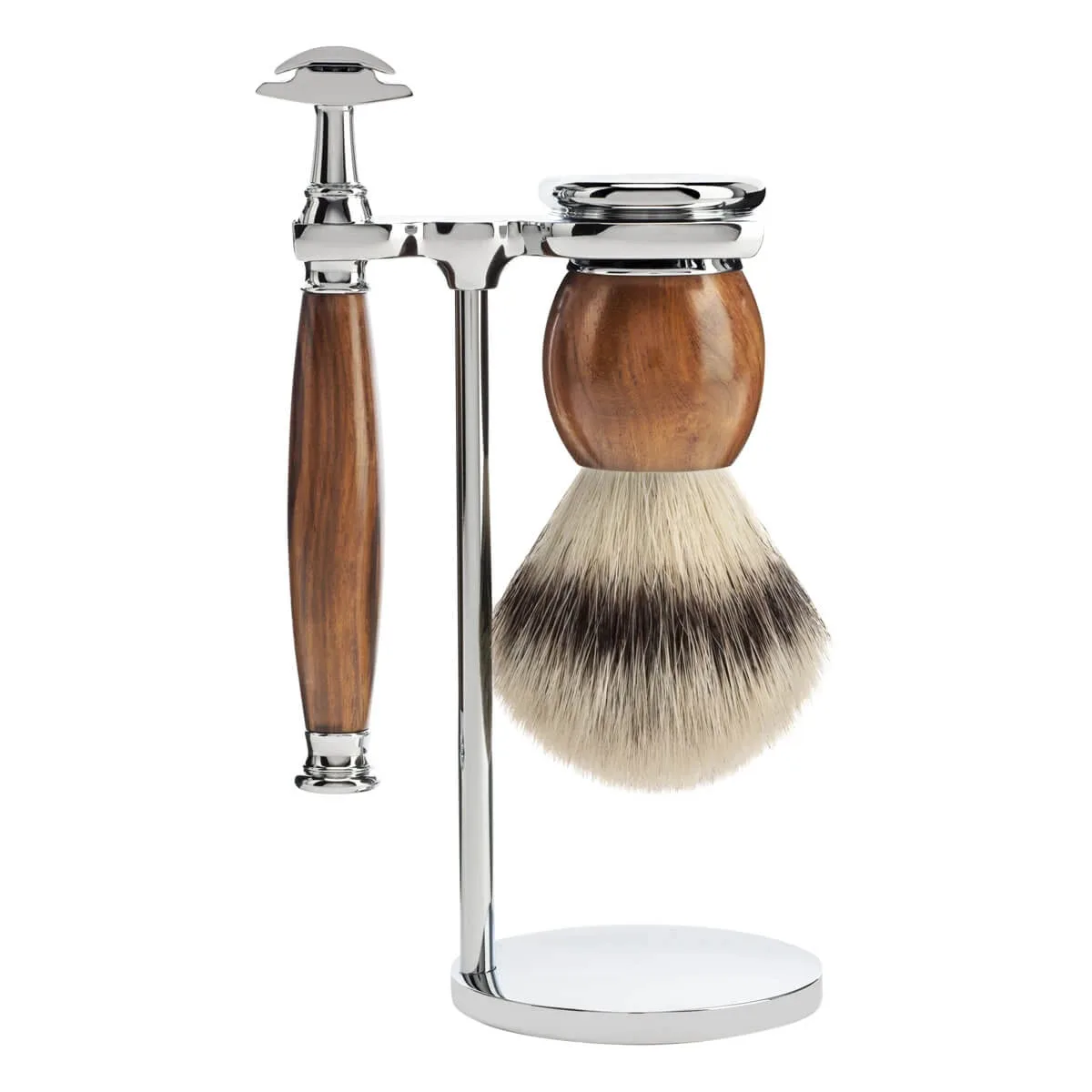 Mühle Shaving Barbersæt med DE-skraber, Fibre Barberkost og Holder, Sophist, Ironwood