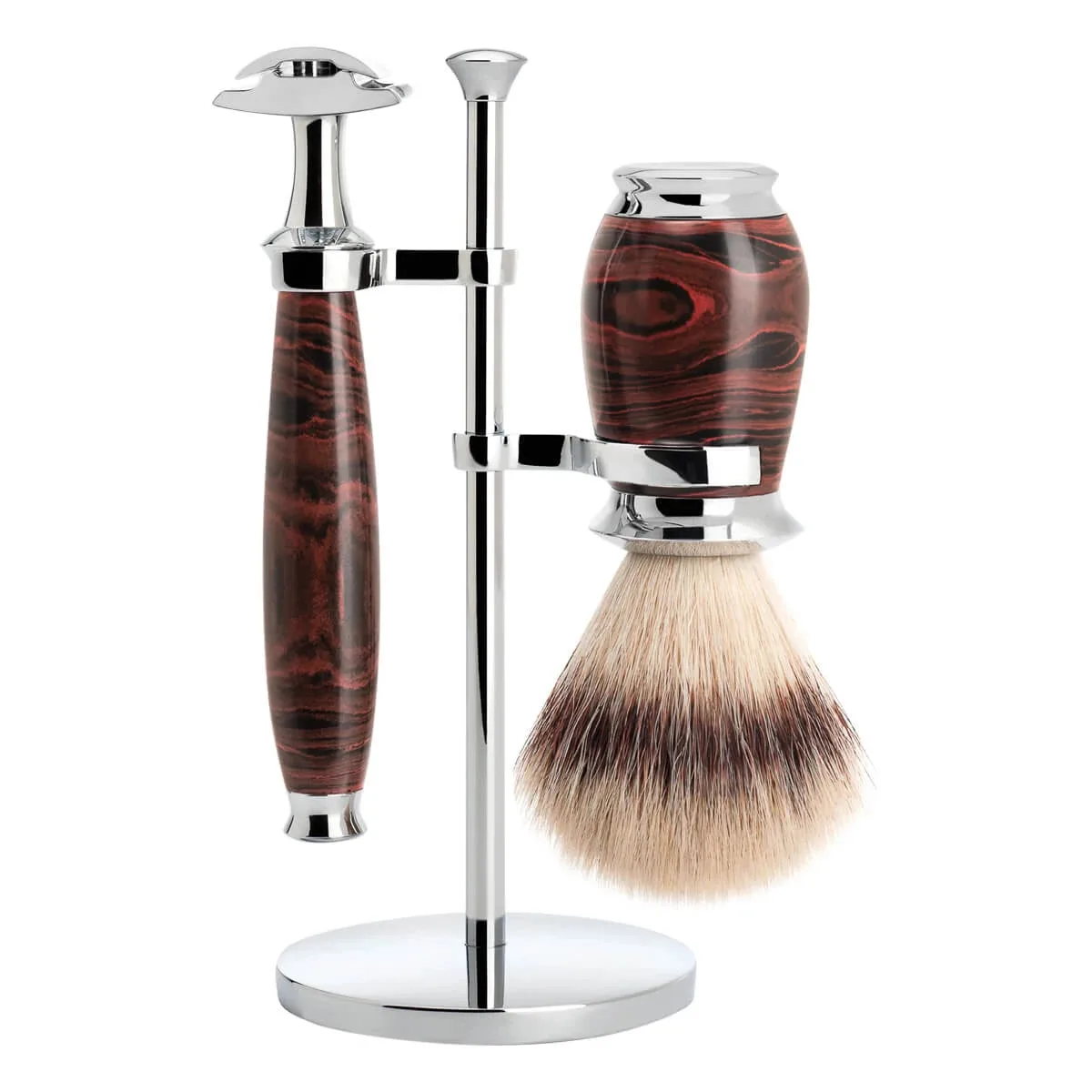 Mühle Shaving Barbersæt med DE-skraber, Silvertip FibreÂ® Barberkost og Holder, Purist, Ebonite