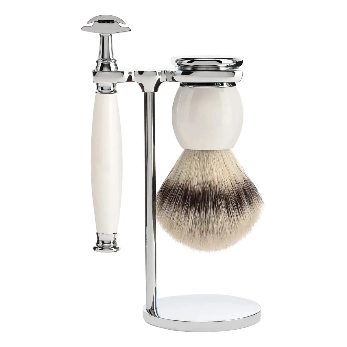 Mühle Shaving Barbersæt med DE-skraber, Silvertip FibreÂ® Barberkost og Holder, Sophist, Porcelæn