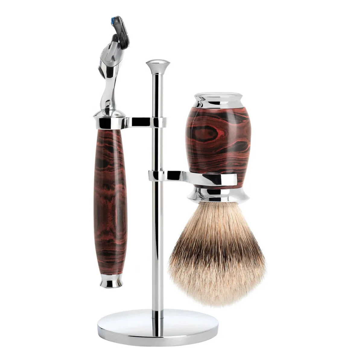 Mühle Shaving Barbersæt med Fusion Skraber, Barberkost og Holder, Purist, Ebonite
