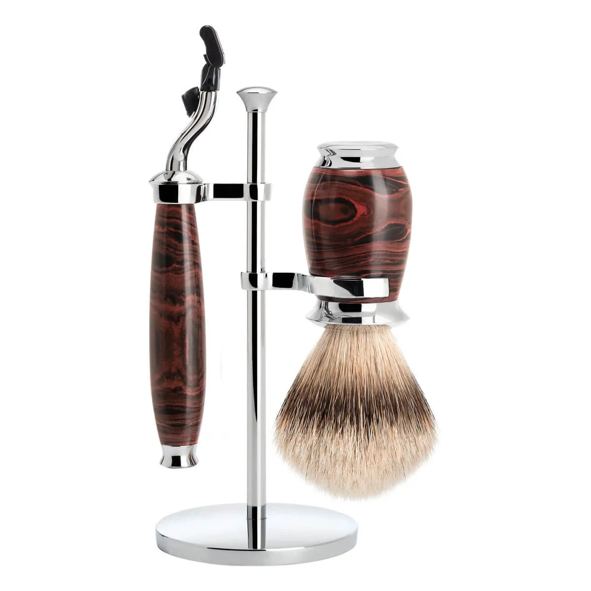 Mühle Shaving Barbersæt med Mach3 Skraber, Barberkost og Holder, Purist, Ebonite