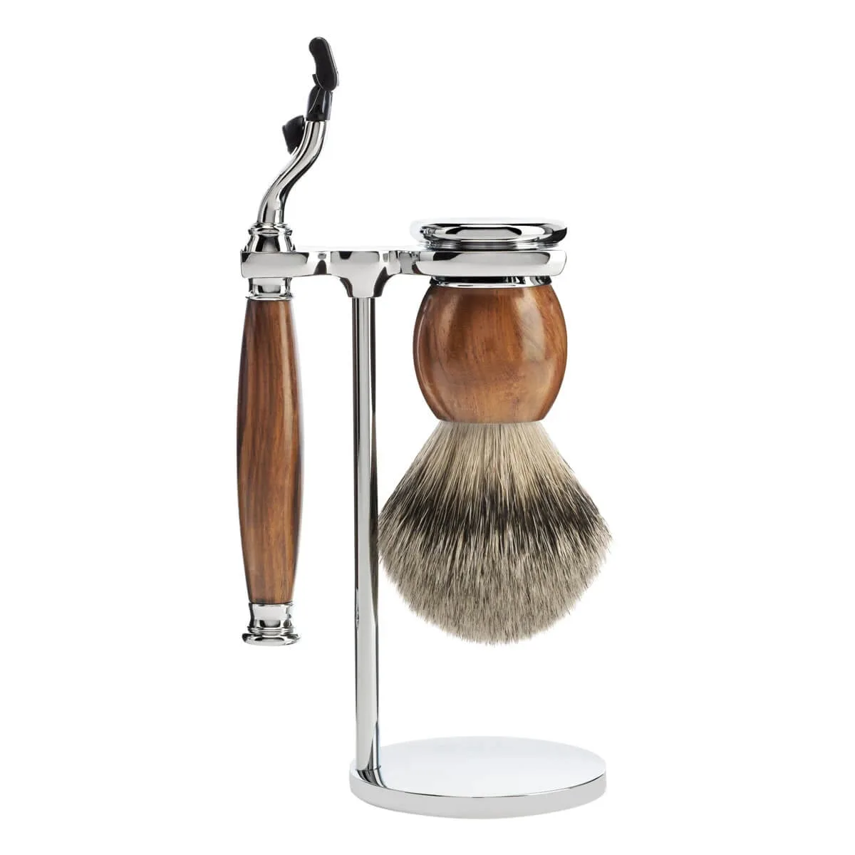 Mühle Shaving Barbersæt med Mach3 Skraber, Barberkost og Holder, Sophist, Ironwood