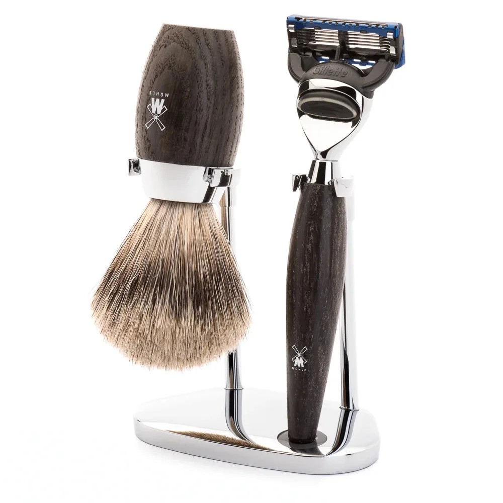 Mühle Shaving Barbersæt med Skraber, Barberkost og Holder, Kosmo, Moseeg