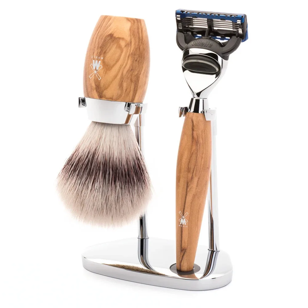 Mühle Shaving Barbersæt med Skraber, Barberkost og Holder, Kosmo, Oliventræ