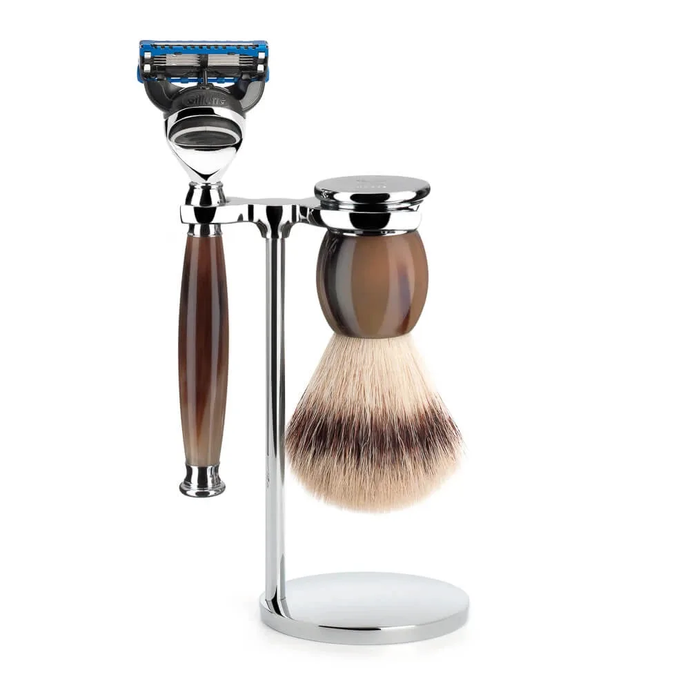 Mühle Shaving Barbersæt med Skraber, Barberkost og Holder, Sophist, Genuine Horn