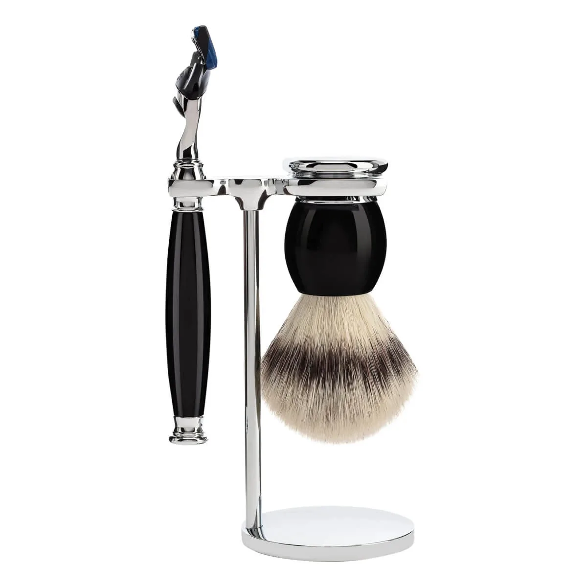 Mühle Shaving Barbersæt med Skraber, Barberkost og Holder, Sophist, Sort Kunstharpiks