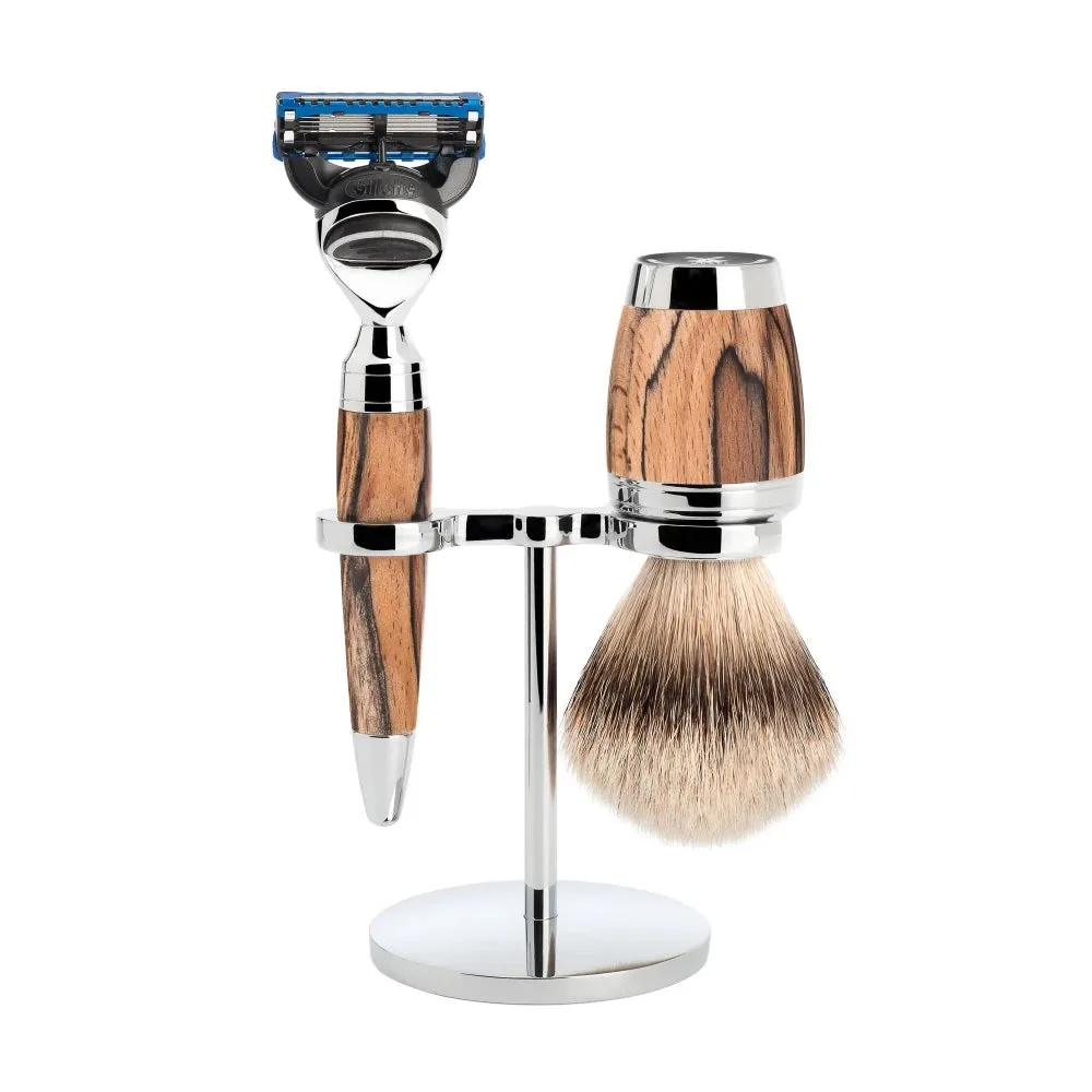 Mühle Shaving Barbersæt med Skraber, Barberkost og Holder, Stylo, Spalted Beech