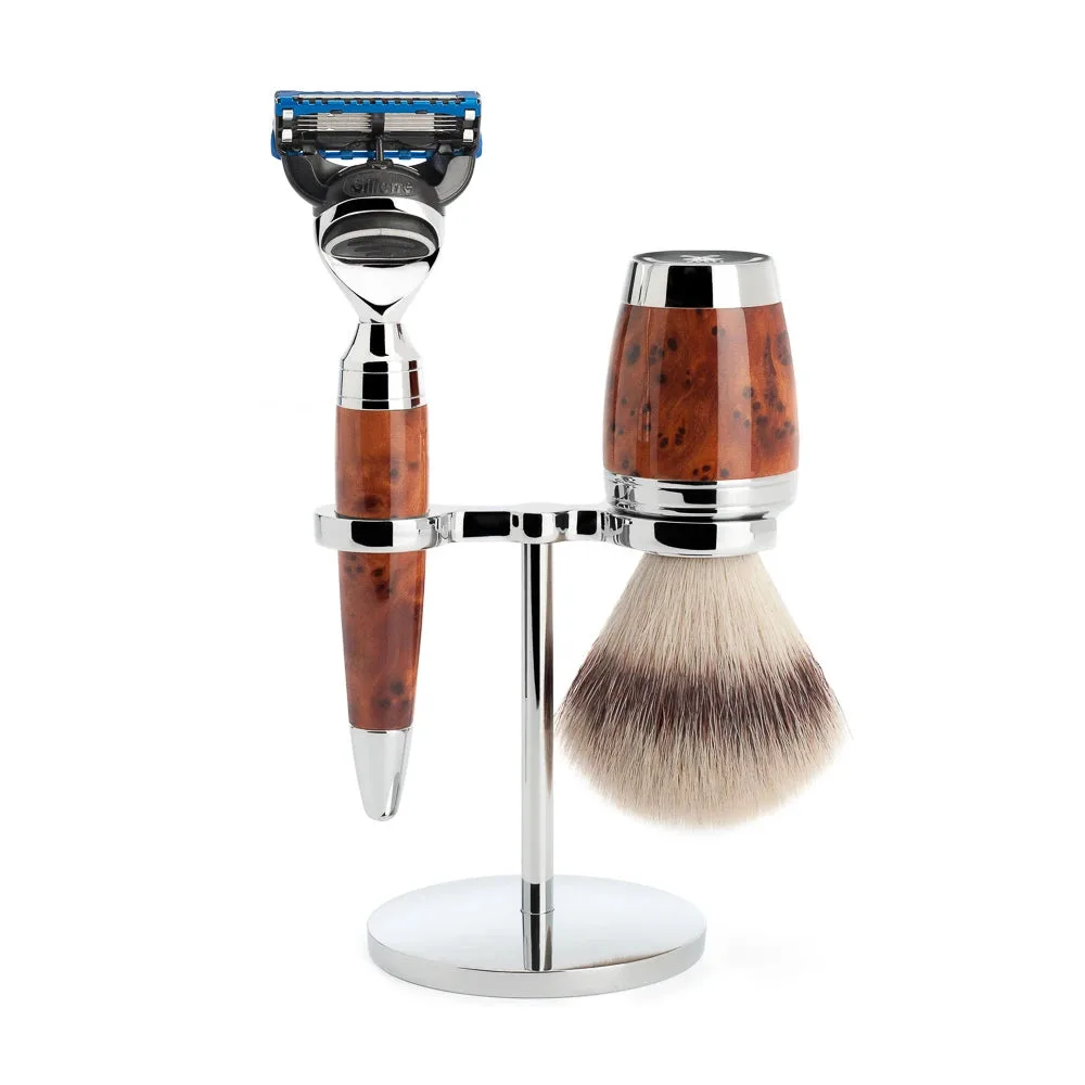 Mühle Shaving Barbersæt med Skraber, Barberkost og Holder, Stylo, Thuja Wood