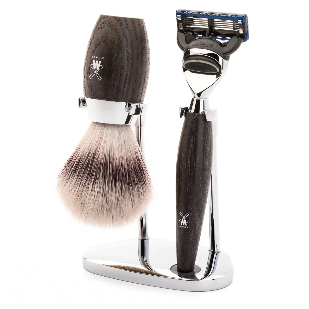 Mühle Shaving Barbersæt med Skraber, Fibre Barberkost og Holder, Kosmo, Moseeg