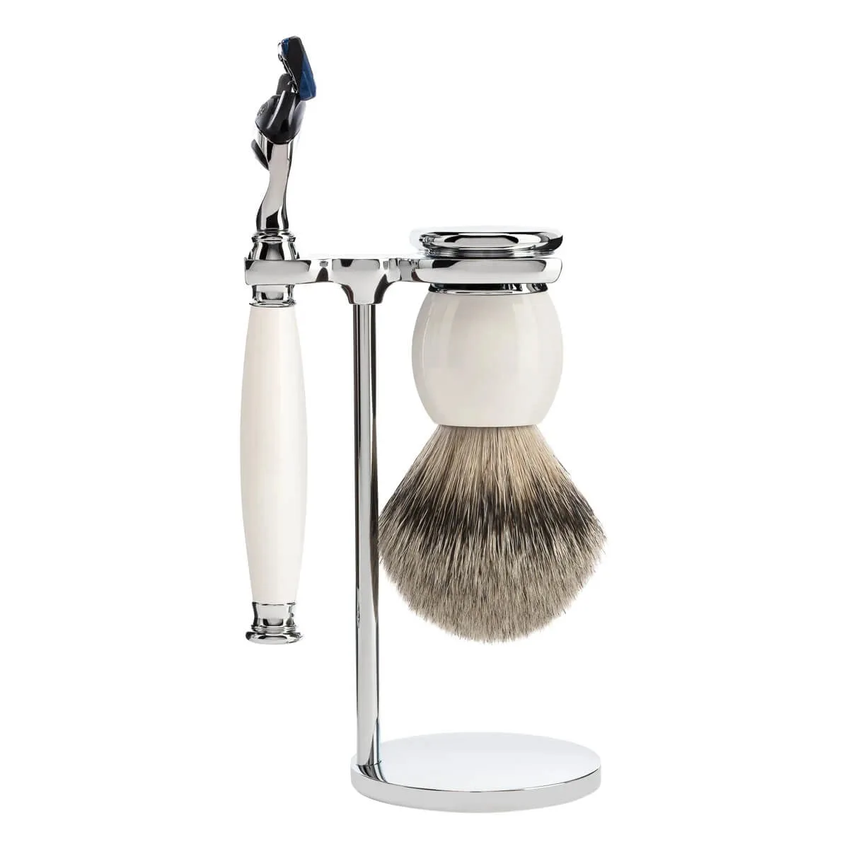 Mühle Shaving Barbersæt med Skraber, Silvertip Barberkost og Holder, Sophist, Porcelæn