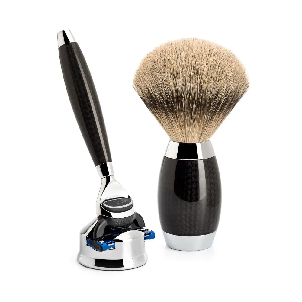 Mühle Shaving Edition No. 1, Barbersæt med Skraber, Barberkost og Holder til skraber, Carbon