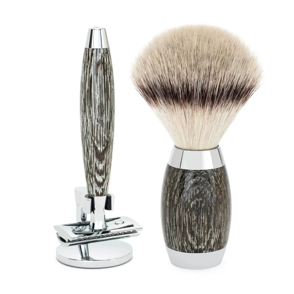 Mühle Shaving Edition No. 3, Barbersæt med DE-skraber, Silvertip FibreÂ® Barberkost og Holder til skraber, Moseeg & Sterling Sølv