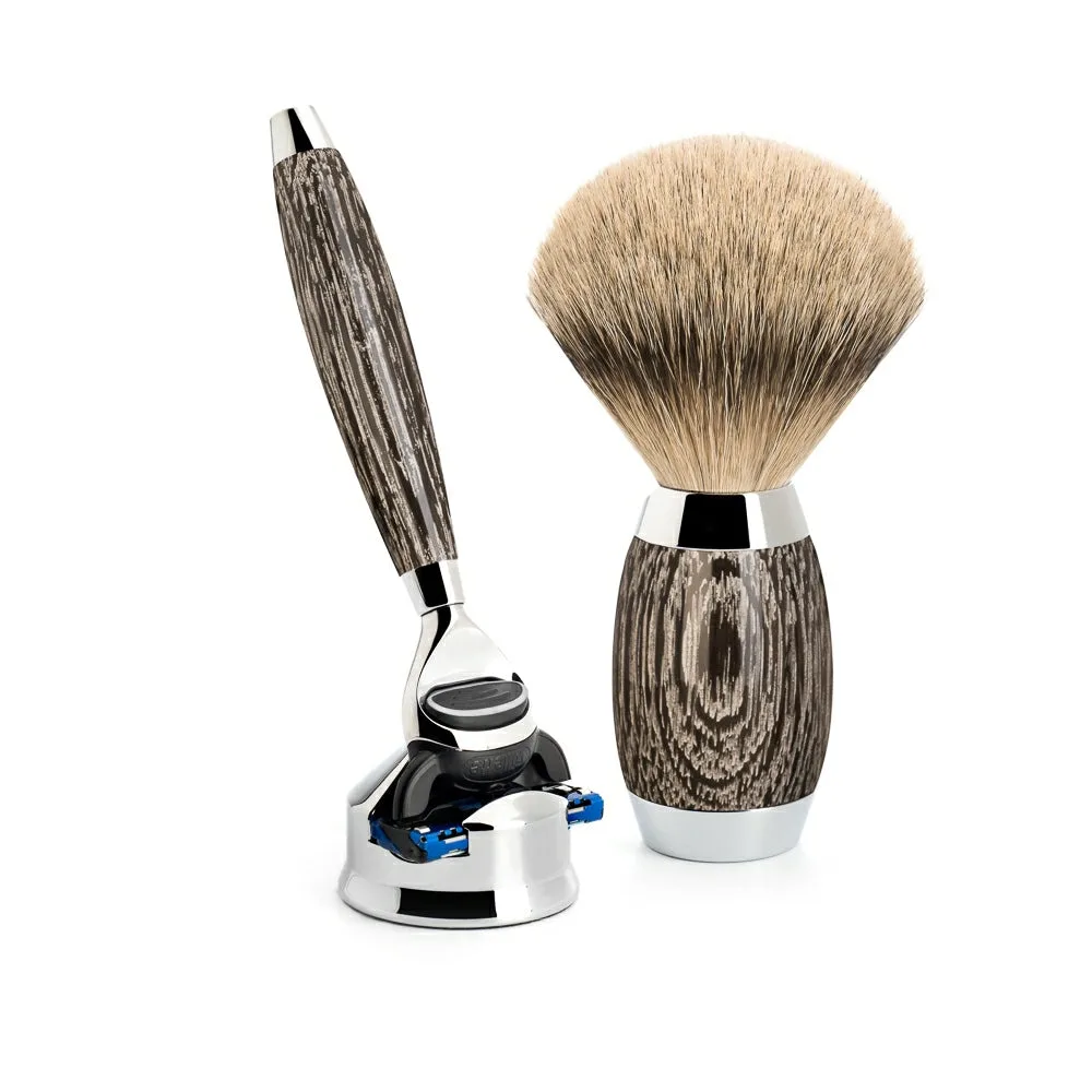 Mühle Shaving Edition No. 3, Barbersæt med Skraber, Barberkost og Holder til skraber, Moseeg & Sterling Sølv