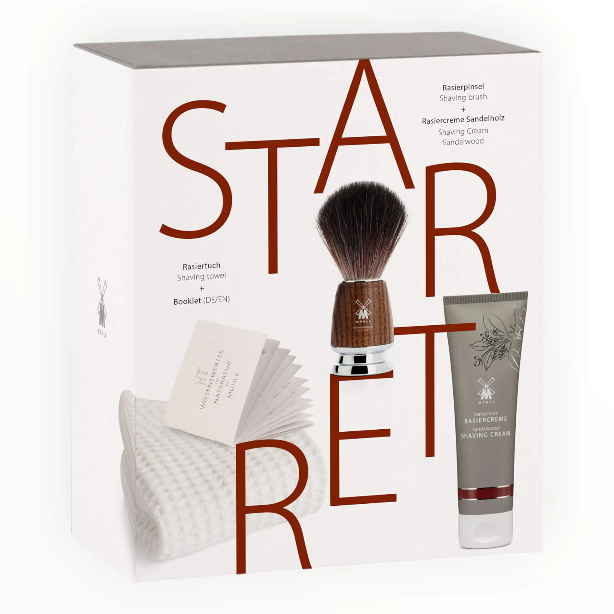 Mühle Shaving Gaveæske med Barberkost, Barbercreme og Barberhåndklæde, Starter