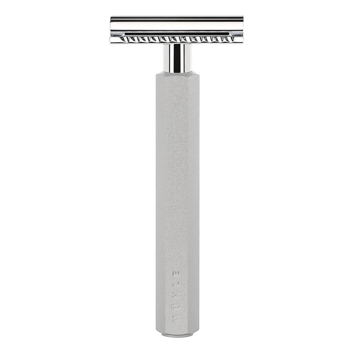 Mühle Shaving Mark Braun DE-skraber, Hexagon, Sølv Aluminium