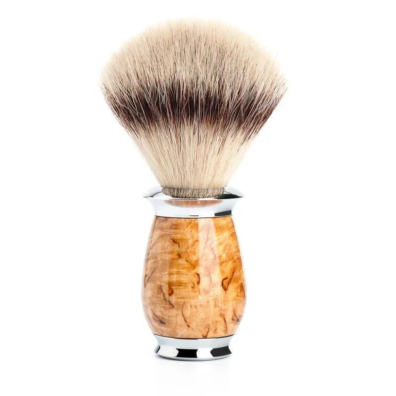 Mühle Shaving Silvertip FibreÂ® Barberkost, 21 mm, Purist, Karelian burl birk