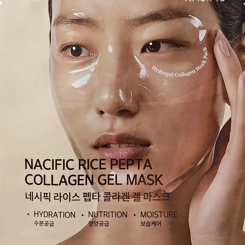 Nacific Rice + Pepta Collagen Gel Mask Feuchtigkeitsspendende Tuchmaske für klare und glatte Haut 1 St.