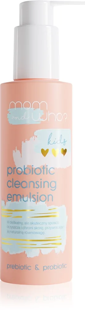 Nacomi Mom & Who Kids puhdistusemulsio sisältää probiootteja lapsille 150 ml
