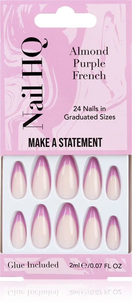 Nail HQ Almond Purple French lösnaglar med lim 24 st.