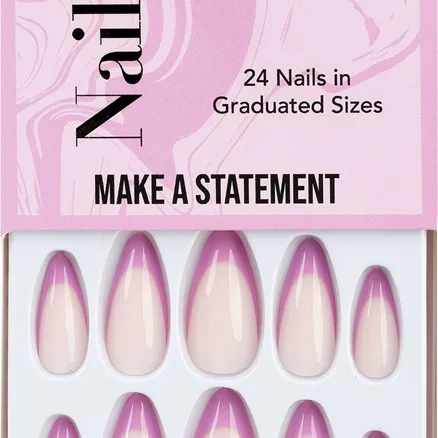 Nail HQ Almond Purple French tekokynnet sisältää liimaa 24 kpl
