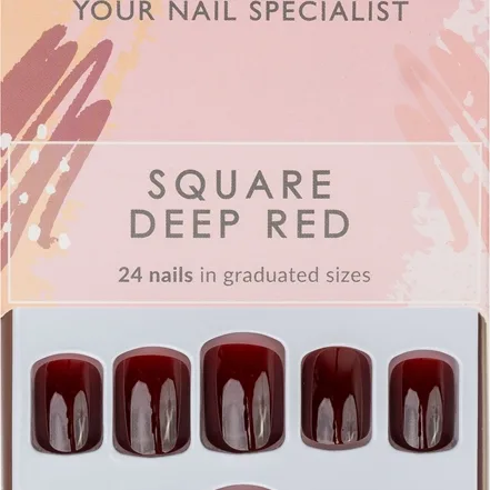 Nail HQ Square tekokynnet Deep Red 24 kpl