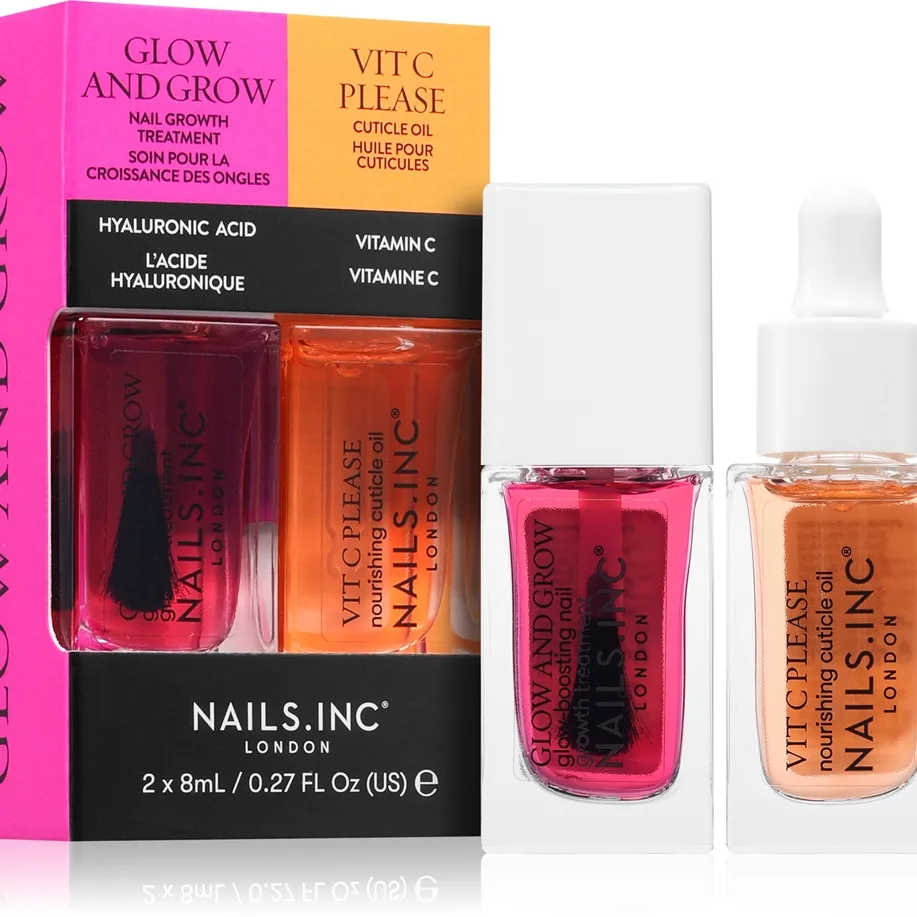 Nails Inc. Glow and Grow & Vit C Please neglelaksæt med nærende effekt