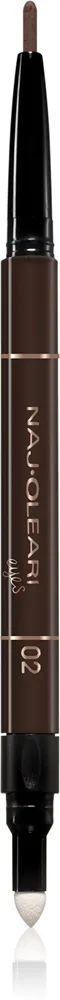 Naj Oleari 3 in 1 Perfect Brow Ögonbrynspenna och gel Dubbelsidigt 02 Brown 0.15 g