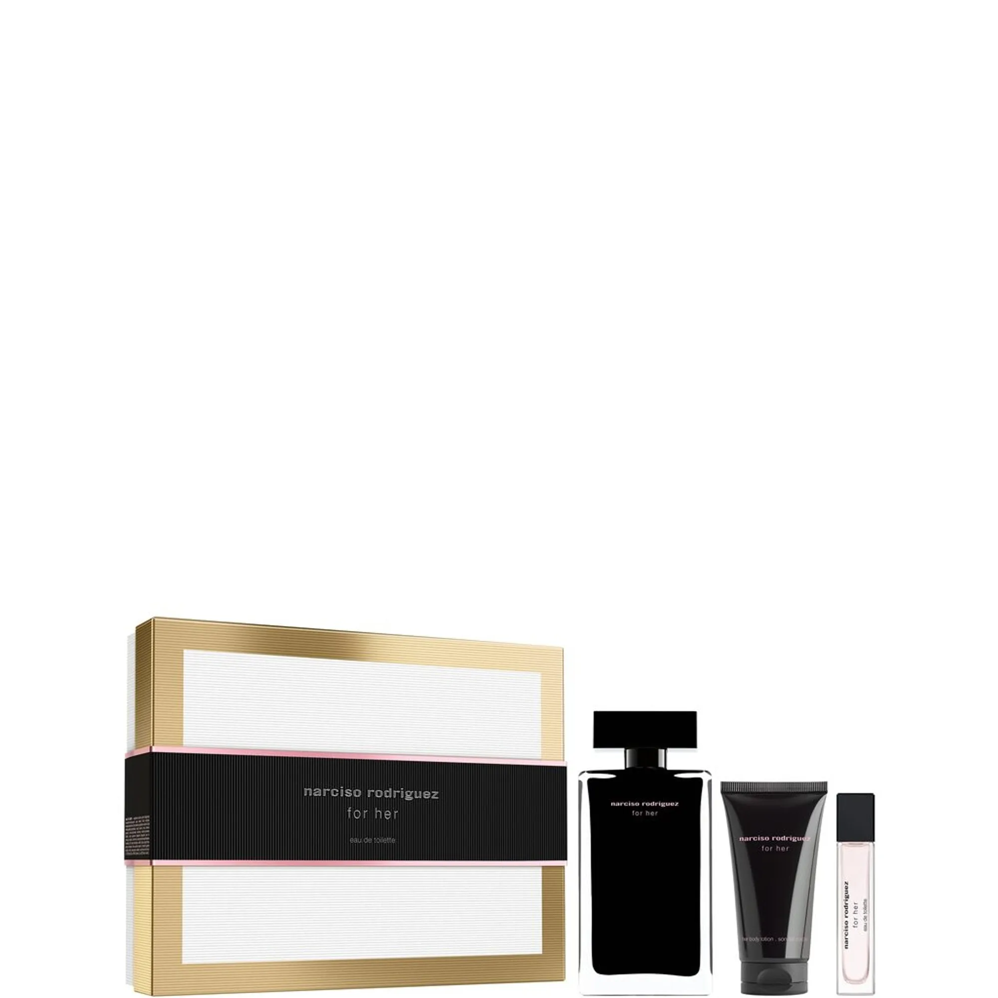 Narciso Rodriguez for her 1 x Eau de Toilette 100 ml + 1 x Bodylotion 50 ml + 1 x Eau de Toilette 10 ml Doftset