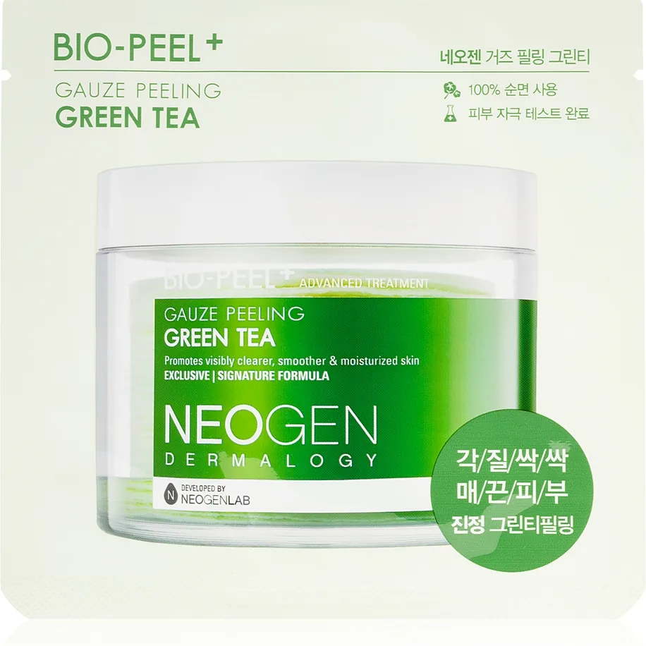 Neogen Dermalogy Bio-Peel+ Gauze Peeling Green Tea Eksfolierende bomuldspads Til udstråling og fugtighed 1 stk.