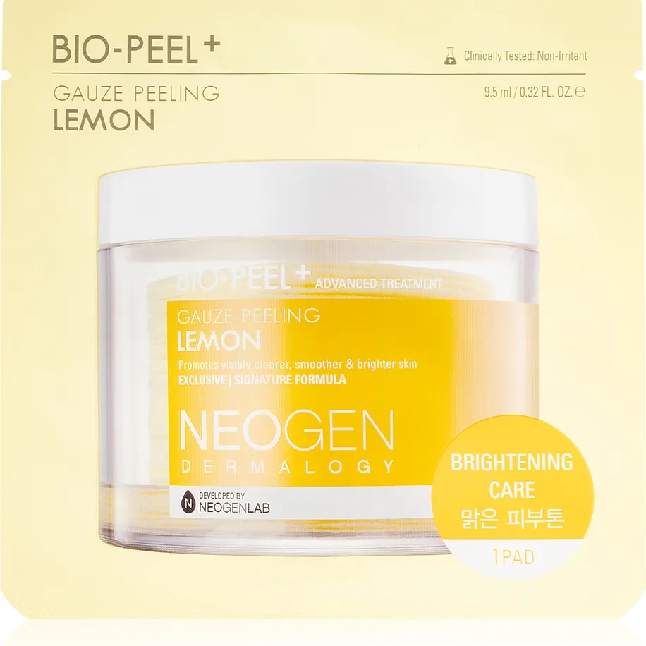 Neogen Dermalogy Bio-Peel+ Gauze Peeling Lemon Eksfolierende bomuldspads Lysnende og udglattende effekt 1 stk.