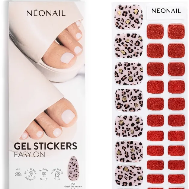 NEONAIL Easy On Gel Stickers klistermærker til negle ved hjælp af UV-/LED-lampe Skygge P01 32 stk.