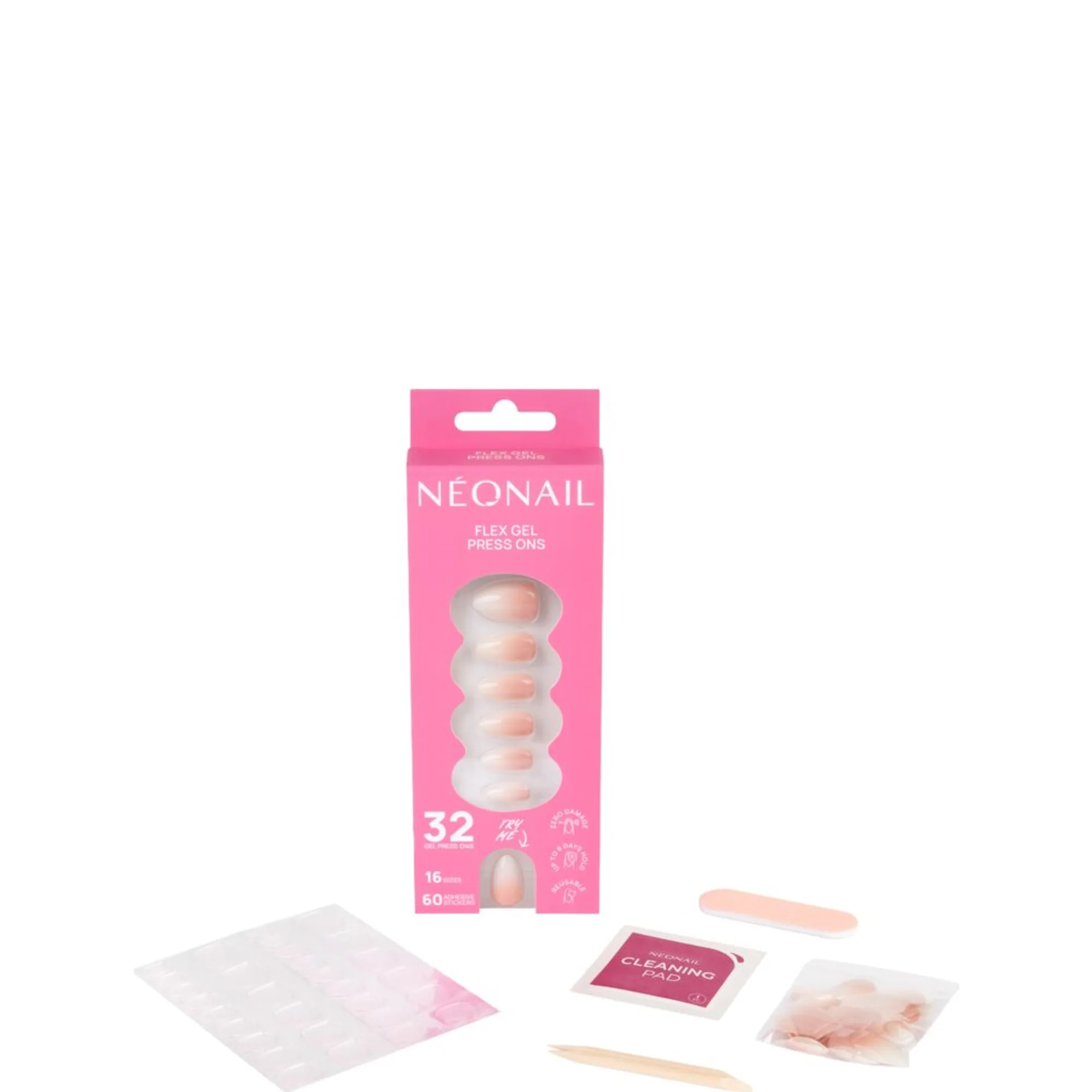 NÉONAIL Flex Gel Press Ons Medium Almond Neglelaksæt
