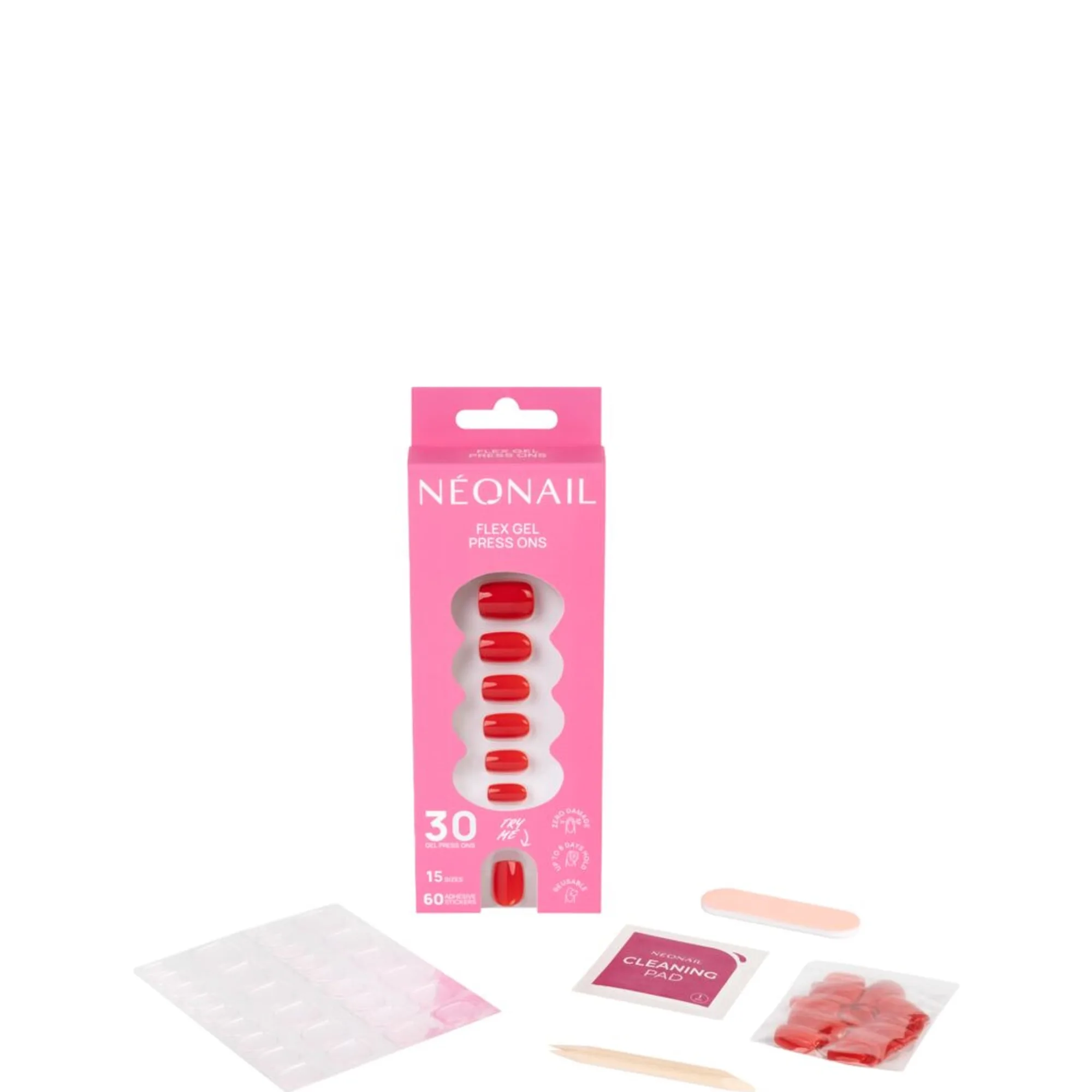 NÉONAIL Flex Gel Press Ons Short Square Neglelaksæt