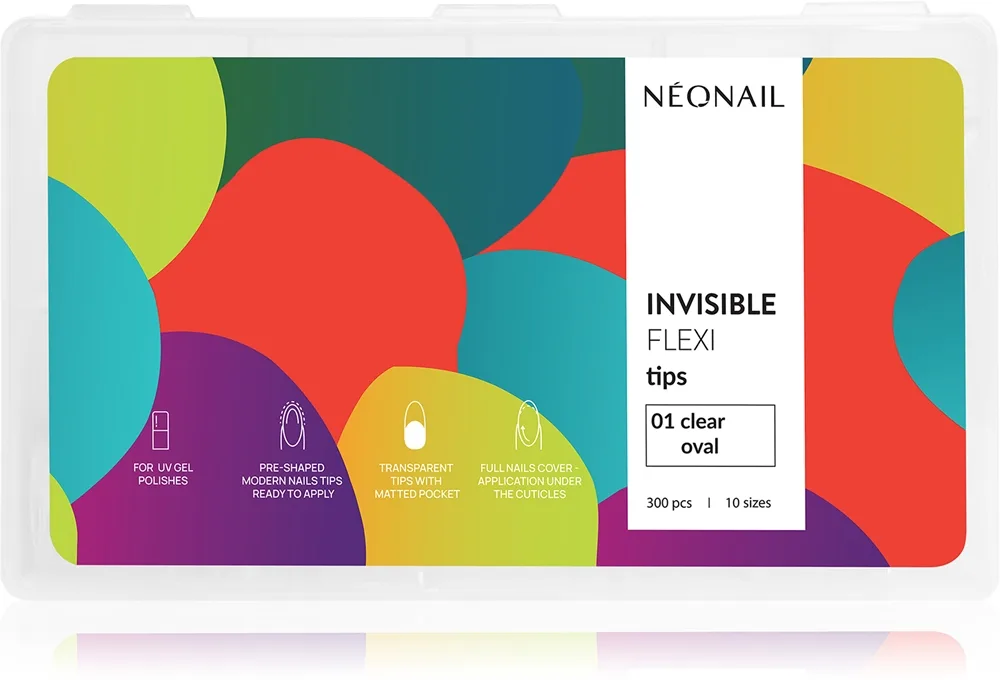NEONAIL Flexi Tips Invisible kunstige negle type 01 Clear Oval 300 stk.
