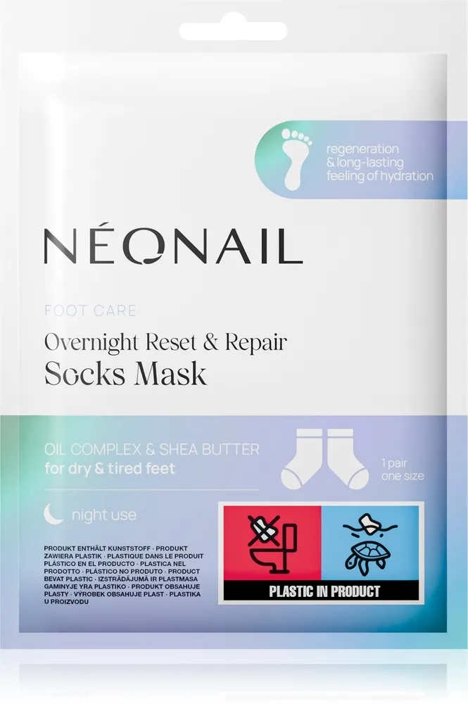 NEONAIL Foot Care Overnight Reset & Repair Socks Mask elvyttävät jalkanaamiosukat yöksi 1 pari